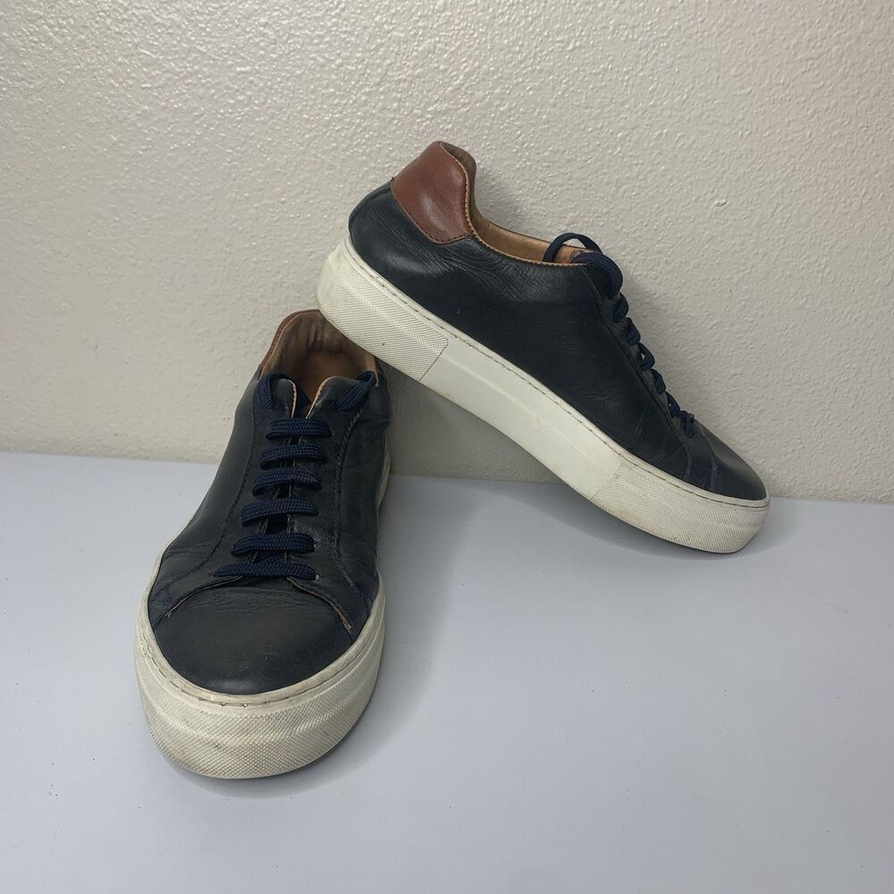 Celtic & Co Tie Black White Leather Shoes Sz EU 40 US 9 Women’s Dk Blue Lace